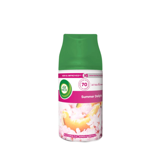 Air Wick Summer Delight air freshener refill can on a white background