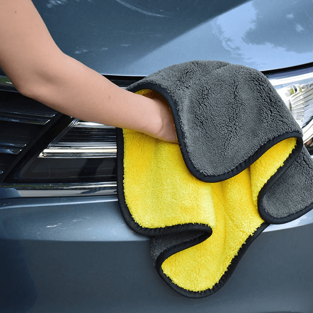 Sogo Ultra-Thick Microfiber Car Cleaning Cloth / Premium Microfiber Towel 900 GSM Double Sided Yellow & Grey (1 Pc)