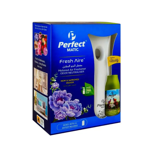 Perfect Matic Fresh Aire Polo Club air freshener packaging with product and branding details.