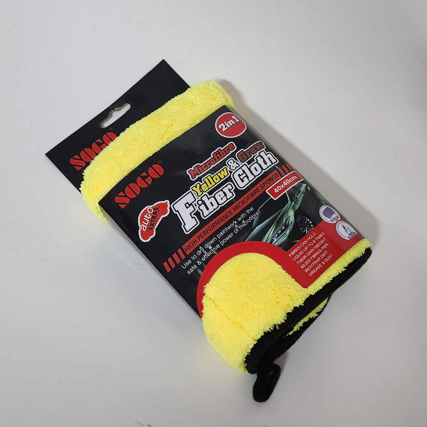 Sogo Ultra-Thick Microfiber Car Cleaning Cloth / Premium Microfiber Towel 900 GSM Double Sided Yellow & Grey (1 Pc)