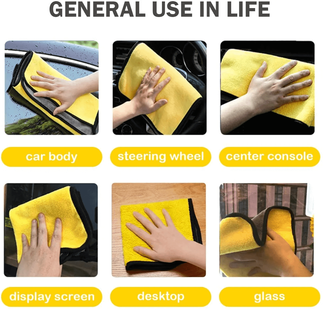 Cyclone Microfiber Car Cleaning Cloth / Towel for Car, Bike, Kitchen & Home Cleaning Purpose 550 GSM Superior Quality – Yellow & Grey Color