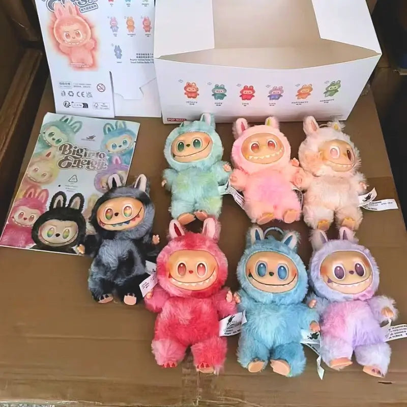 LABUBU THE MONSTERS BIG INTO ENERGY Plush Doll Keychain Charm with Box — 1 Pc (Random Color)