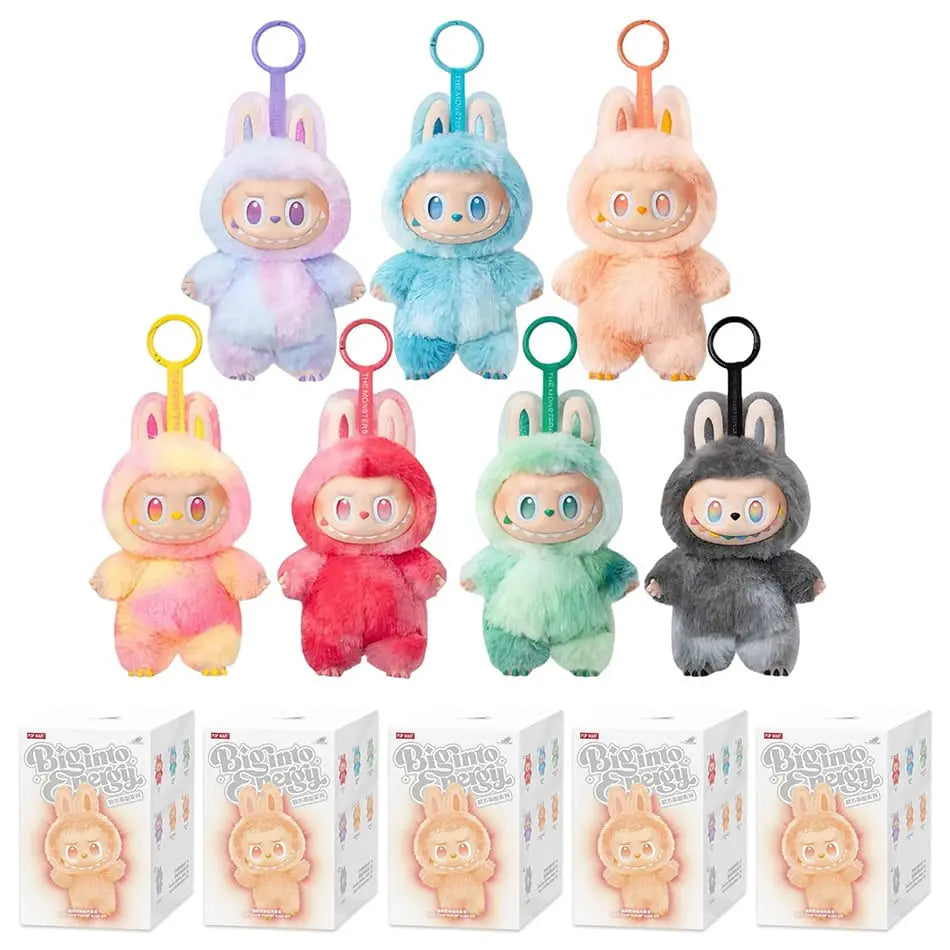 LABUBU THE MONSTERS BIG INTO ENERGY Plush Doll Keychain Charm with Box — 1 Pc (Random Color)