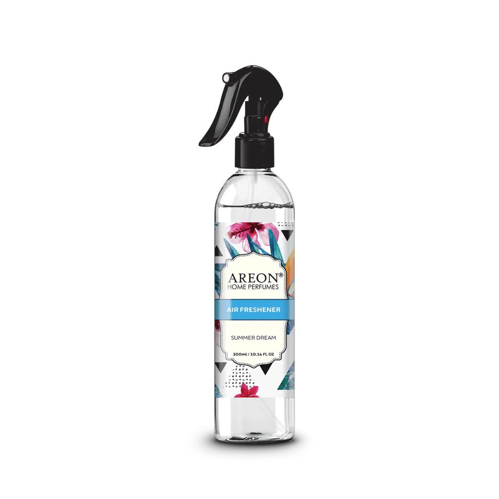 Areon air freshener Summer Dream spray bottle with floral design on a white background