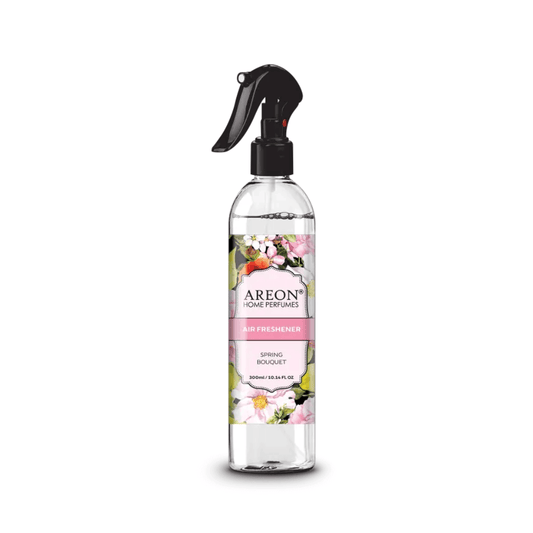 Areon air freshener Spring Bouquet spray bottle with floral design on a white background