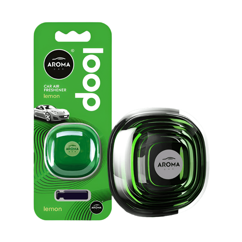 Aroma loop gel car air freshener with vent clip lemon scent