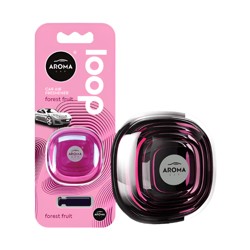 Aroma loop gel car air freshener with vent clip red fruit scent
