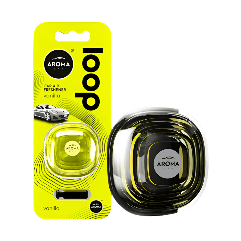 Aroma loop gel car air freshener with vent clip vanilla scent