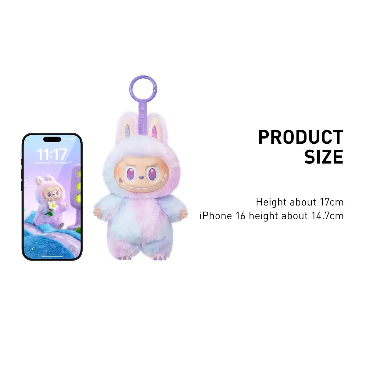LABUBU THE MONSTERS BIG INTO ENERGY Plush Doll Keychain Charm with Box — 1 Pc (Random Color)