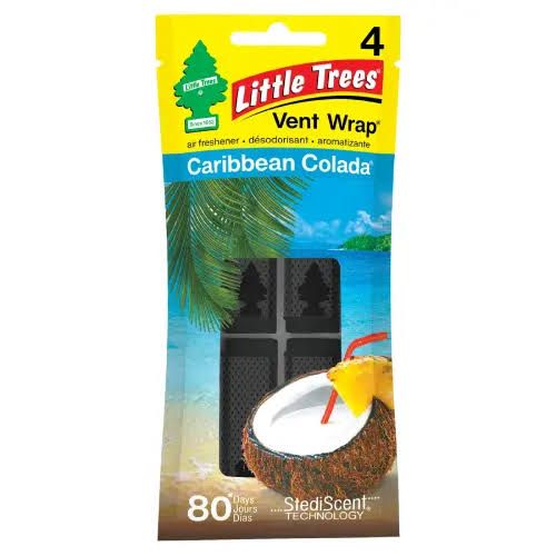 Little Trees Vent Wrap Car Air Freshener AC Vent Clips Caribbean Colada