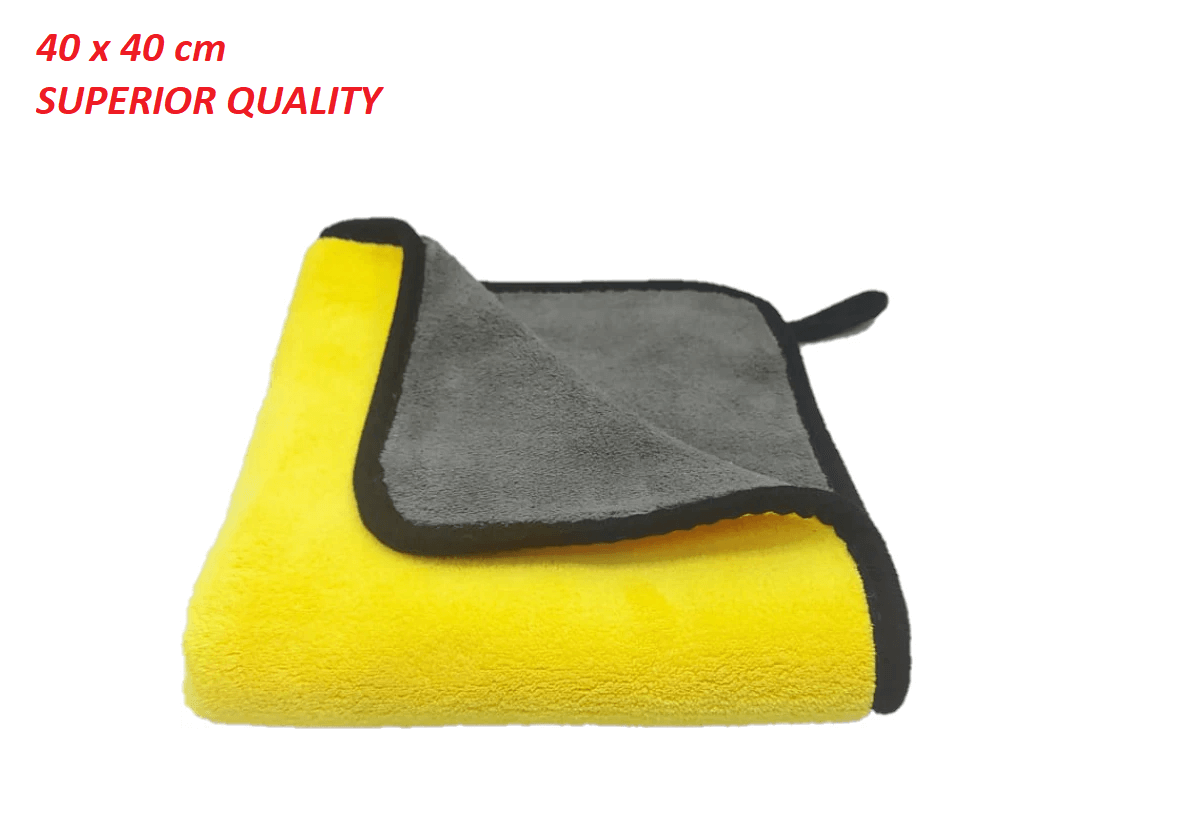 Microfiber car cleaning cloth 600 gsm yellow and grey