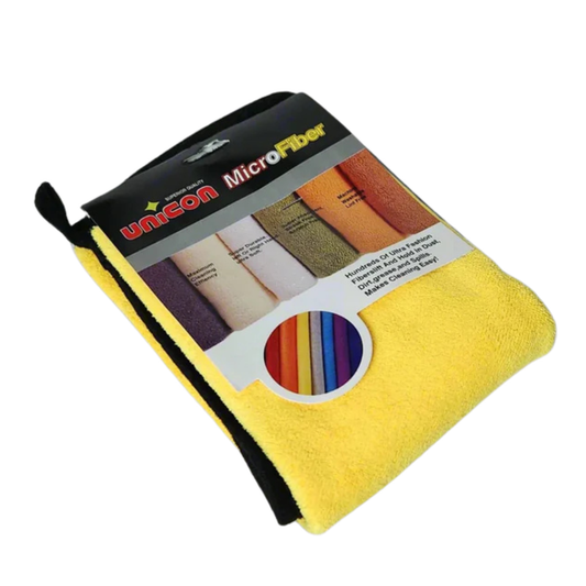 Microfiber car cleaning cloth medium thin 40 x 30 cm double sided yellow & grey