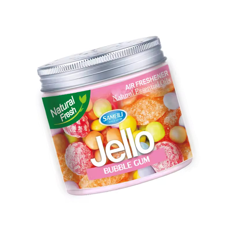 Jello bubble gum air freshener with colorful packaging on a white background