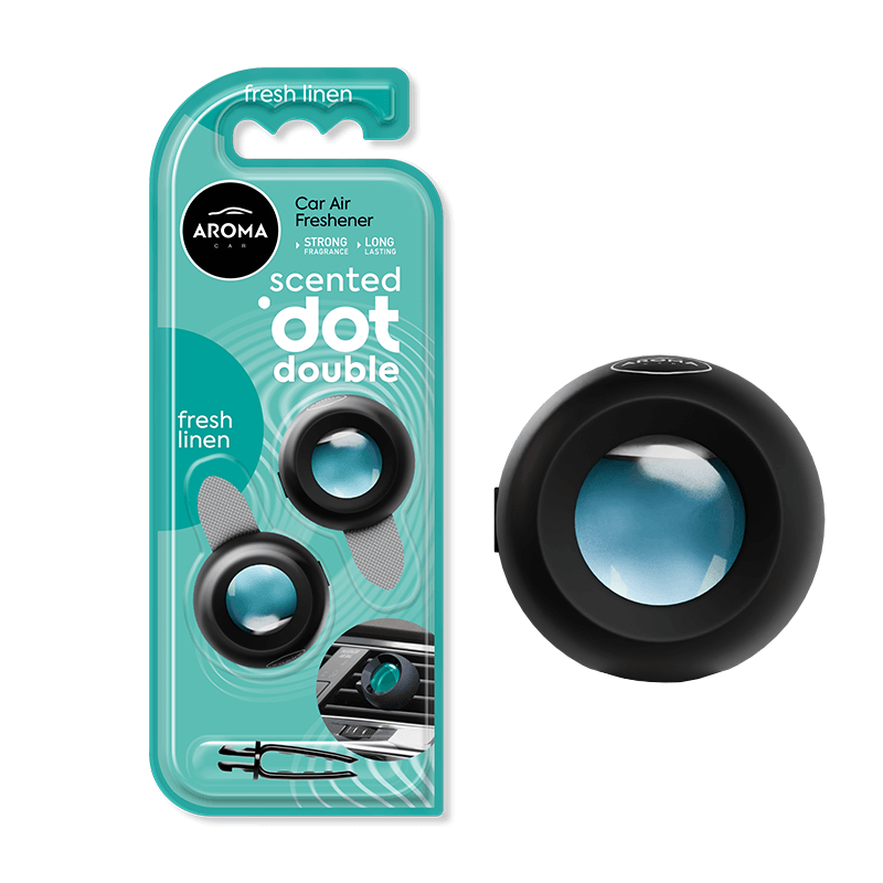 Aroma scenteddot-double -fresh linen - membrane car air freshener with ac vent clip